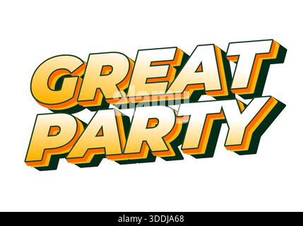 Bold and colorful text design featuring the words Great Party in a playful style Stock Vector