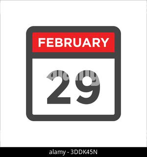 February 29 calendar icon with day and month Stock Vector