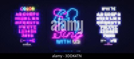 Lively singing silhouette with glowing phrase and full alphabet on sides. Great for karaoke-themed visuals. Stock Vector