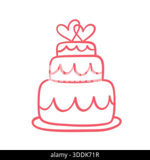Wedding Cake Decorated Doodle Icon Logo Clip Art Stock Vector