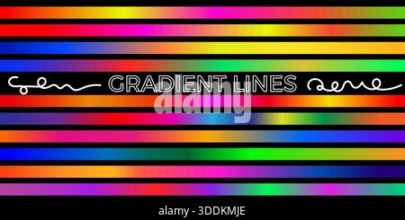 Abstract Gradient Lines Vibrant Rainbow Colors Horizontal Pattern for Digital Background Design Stock Vector
