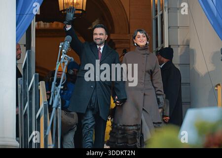 Rama Duwaji, Zohran Mamdani at the press conference for New York City ...
