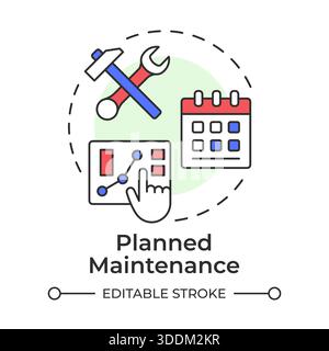 Planned maintenance multi color concept icon Stock Vector