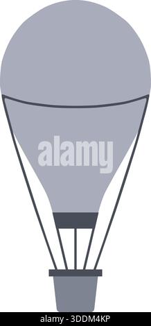 A minimalist hot air balloon with a smooth envelope and basket lines shown in cool gray shades. Stock Vector