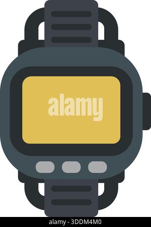 A square faced smartwatch with straps and a bright screen representing modern wearable tech. Stock Vector