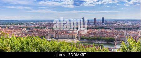 Panoramic view over historic city Lyon, France Stock Photo