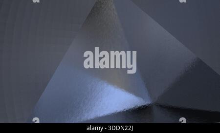3D render, desktop background image of two tetrahedrons blended with a smooth, solid gray texture, the light creating areas of light and shadow. Stock Photo