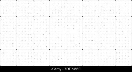 Black random dot grid texture on white background. FUI science grid backdrop. Math or technological notebook blank sheet. Stock Vector