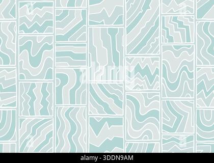 Abstract aqua doodle shapes seamless pattern. Vector illustration flat design background. Stock Vector