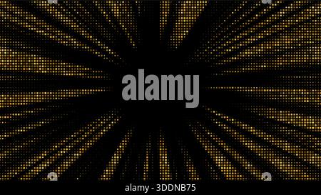 Golden starburst with halftone dots radiates luminous rays across textured background, creating luxurious festive atmosphere with shimmering light Stock Vector