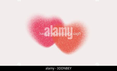 Soft gradient heart shape with halftone dots and groovy noise effect. Abstract blurred romantic element with pink and red textures for Valentines Day Stock Vector