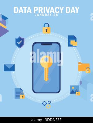Data Privacy Day Digital Security Concept Illustration Stock Vector