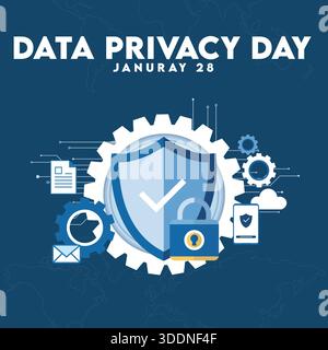Data Privacy Day Digital Security and Information Protection Stock Vector