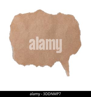 Large irregular torn kraft paper shape isolated on white, natural handmade texture for backgrounds. Stock Photo
