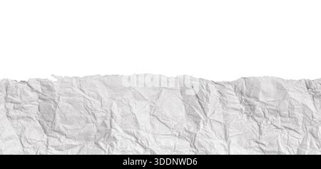 White torn paper background and texture, wrinkled paper sheet isolated Stock Photo