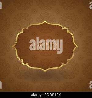 Elegant Luxury background with gold frame on decorative pattern Stock Vector