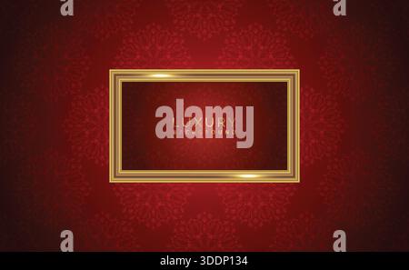 Realistic frame on luxury red vintage mandala background Stock Vector