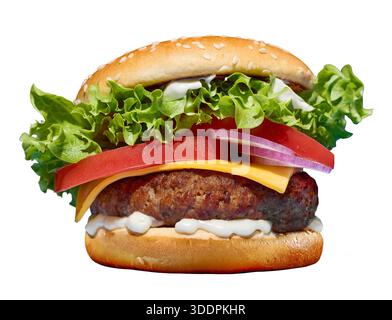 fresh tasty burger isolated on white background Stock Photo