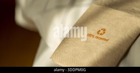 Disposable eco-friendly napkins made of recycled paper for reuse. Stock Photo