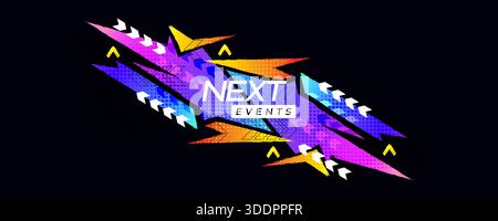Abstract and Dynamic Sport Background with Colorful Gradient Brush Strokes, Arrows and Halftone Effects Stock Vector