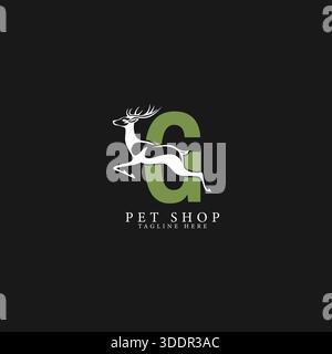 Letter G logo featuring elegant deer art. Alphabet G Icon wildlife symbolism with modern typographic design Stock Vector