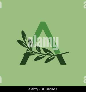 Minimalist initial letter A leaf icon design symbolizing nature, eco, organic, and sustainability concepts. Ideal for environmental projects, green pr Stock Vector