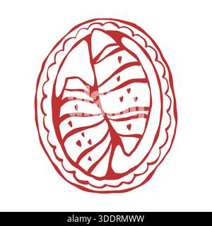 French croissants on a plate (top view). Pastries isolated on white background. Vector outline illustration of a sweet dessert. Romantic breakfast. Stock Vector
