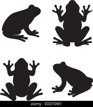Frog Silhouette Set Minimalist Frog Poses Vector Illustration Stock Vector