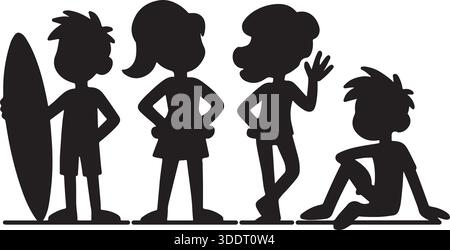 Cartoon Character Silhouettes Vector Illustration Set Stock Vector