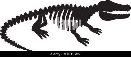 Silhouette of alligator skeleton vector Stock Vector