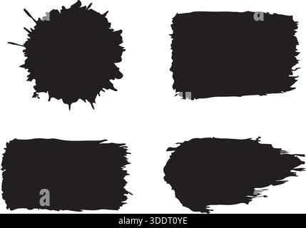 Black Ink Splatters on Textured Gray Background Vector Illustration Stock Vector