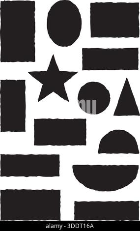 Torn Shapes Silhouettes, Twelve Jagged Abstract Vector Elements Collection Stock Vector