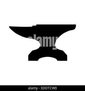 Dark Metal Outline, Outline Of Anvil In Darkness Contrasted Sharply With Illuminated White Surface Stock Vector