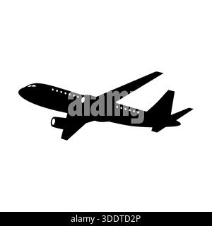 Sleek Black Airplane Profile Illustrating Rapid Transportation And Travel For Branding And Interface Design Stock Vector