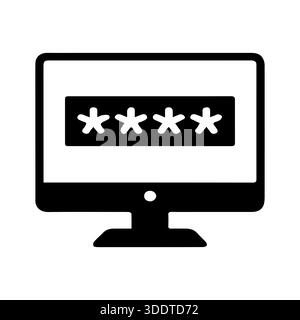 Simple Flat Design Icon Showing Password Masked With Asterisks For User Interface Demonstrations Stock Vector