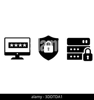 A comprehensive set of cybersecurity and data privacy line icons ...