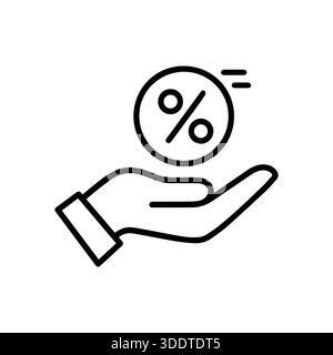 An Outstretched Palm Exhibits Percentage Mark Symbol Representing Financial Or Loan Consultation Services Stock Vector