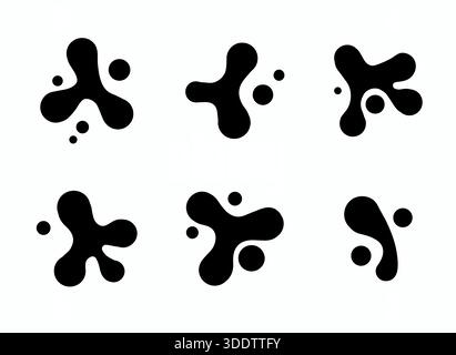 Set shape blob organic form. Abstract collection irregular blob. Liquid form deformed elements. Stock Vector