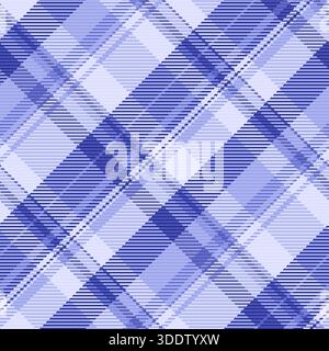 Usa tartan pattern textile, club texture fabric vector. Diagonal plaid check seamless background in blue and light colors palette. Stock Vector
