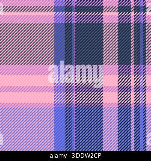 Robe pattern fabric vector, stroke textile seamless tartan. Stripped texture plaid background check in blue and red colors palette. Stock Vector