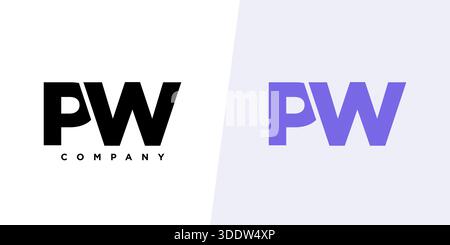 Trendy letter P and W, PW logo design template. Minimal monogram initial based logotype for company identity. Stock Vector