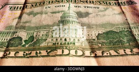 A close look at the $50 bill reveals several detailed elements and ...