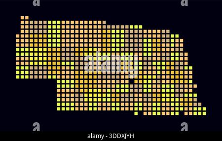Square dots pattern map of Nebraska. Dotted pixel map with american ...