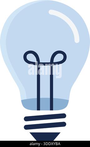 A classic glass light bulb with soft blue tint and visible filament lines. Stock Vector