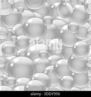 Air soap foam white bubble seamless pattern Stock Vector