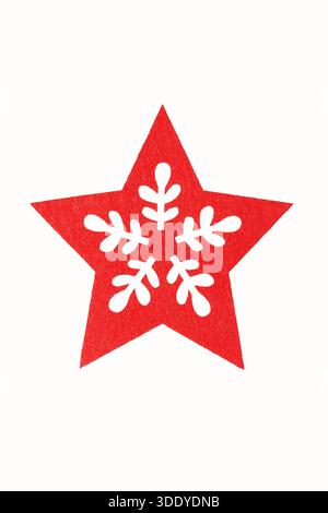 Red felt star, can be used as Christmas tree decoration Stock Photo