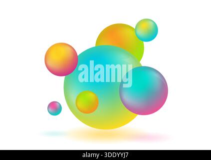 Multicolored 3d spheres abstract minimal elegant background. Geometric concept vector design Stock Vector