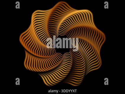 Golden geometric smooth twisted wavy curved element abstract luxury design. Art deco ornament vector background Stock Vector