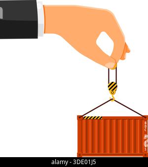 Logistics and Delivery Concept Hand with container Flat icons. isolated vector illustration Stock Vector