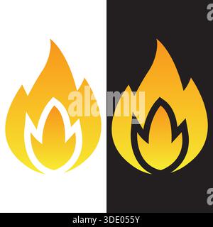 Fire Flame Dual Color Safety Energy Logo Vector Template Design Stock Vector
